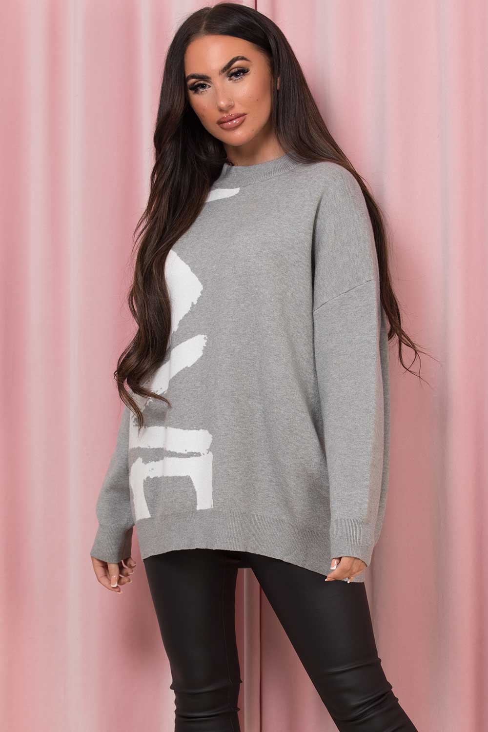 womens oversized jumper grey