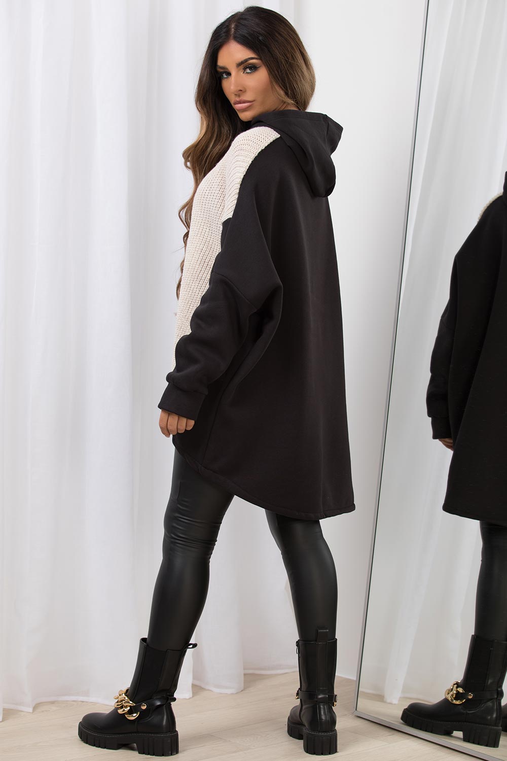 cable knit oversized hoodie womens