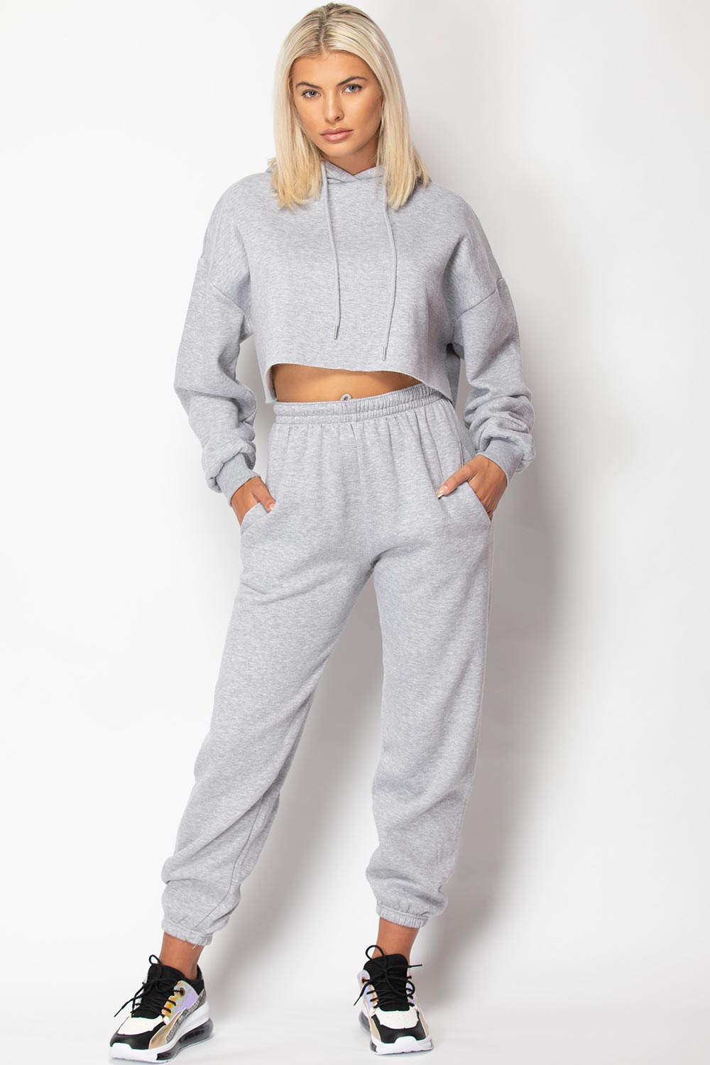 grey joggers and hoodie set womens uk