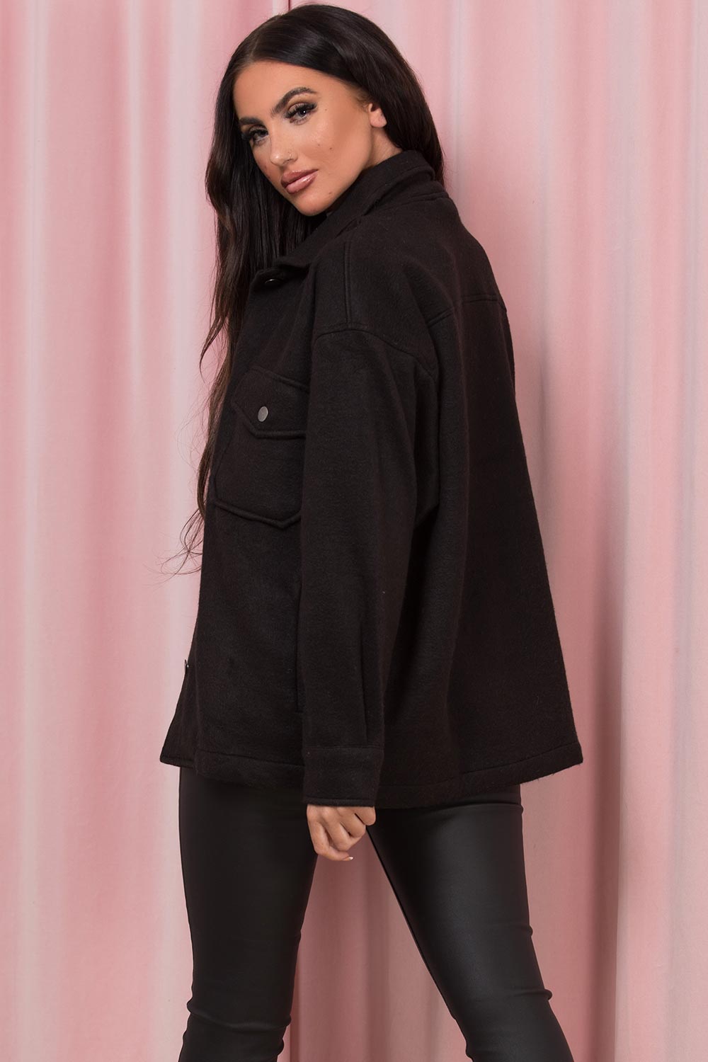 black oversized shacket womens