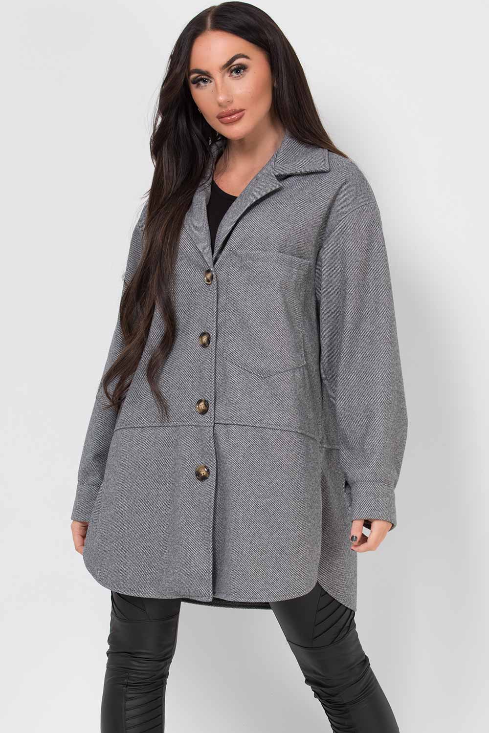 womens grey shacket