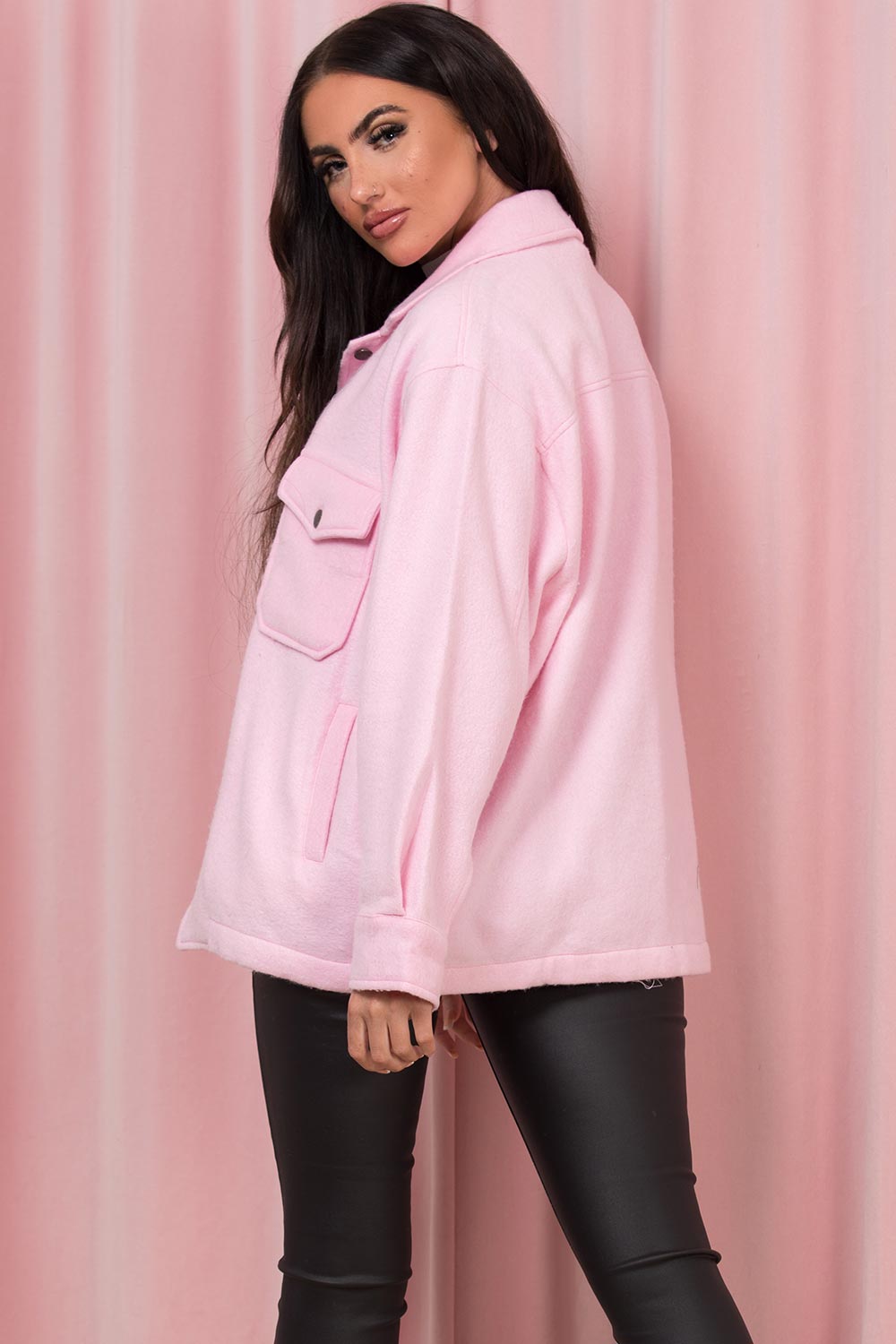 oversized shacket pink