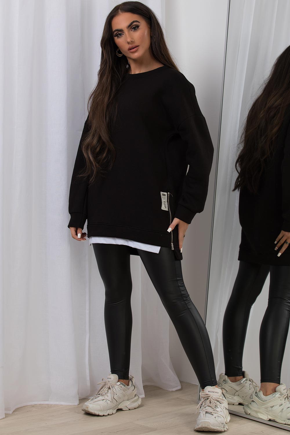 womens oversized sweatshirt jumper black