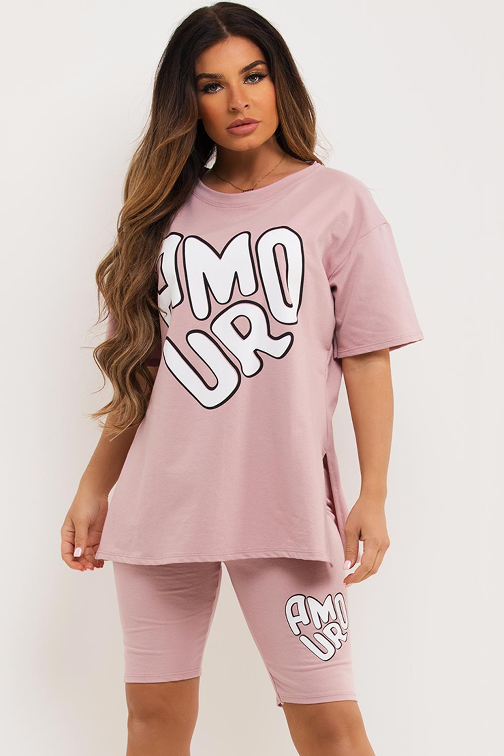 cycling shorts and t shirt co ord with amour print