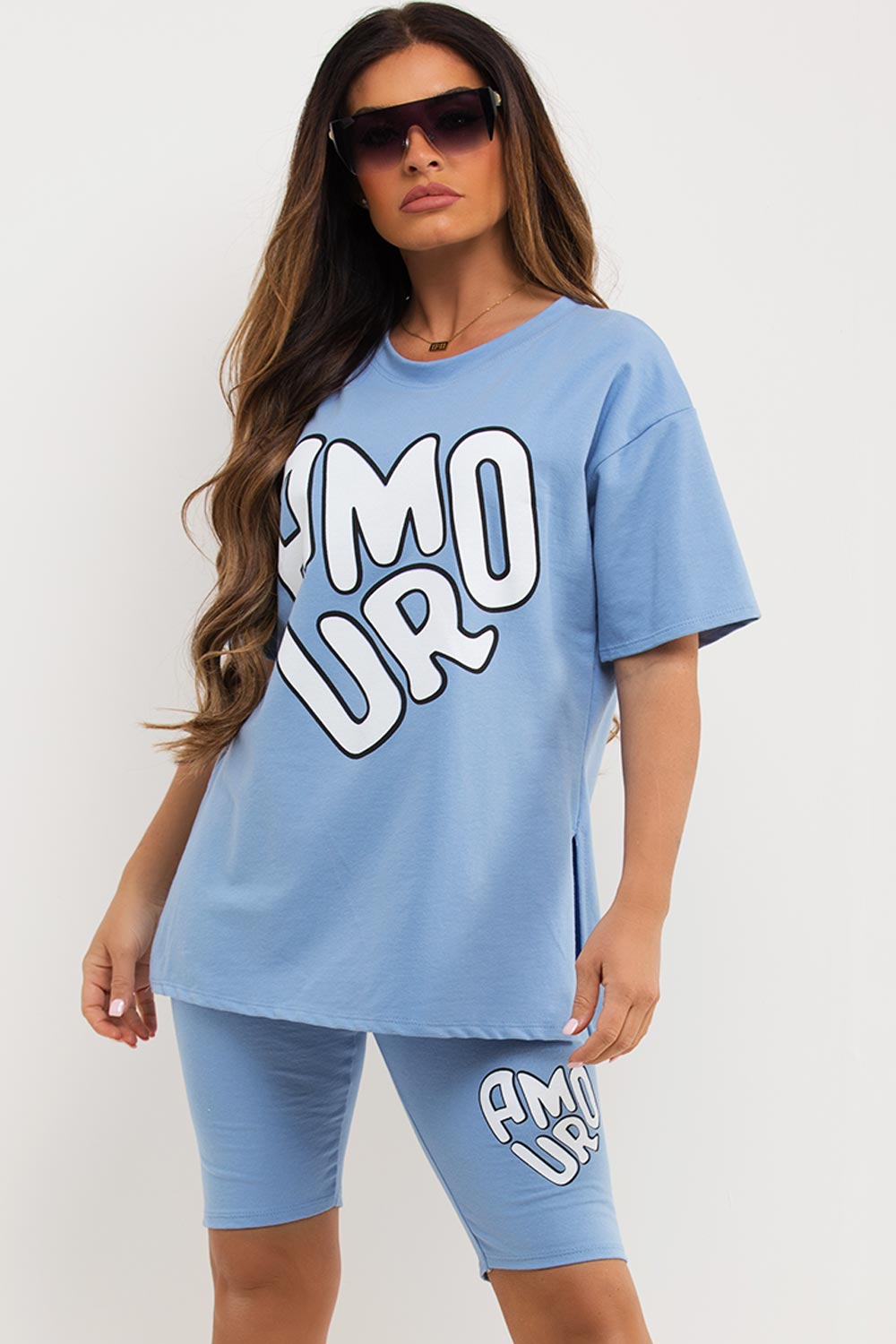 cycling shorts and t shirt co ord with amour print