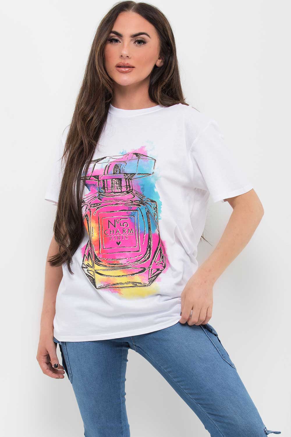 womens chanel no 5 perfume bottle t shirt white