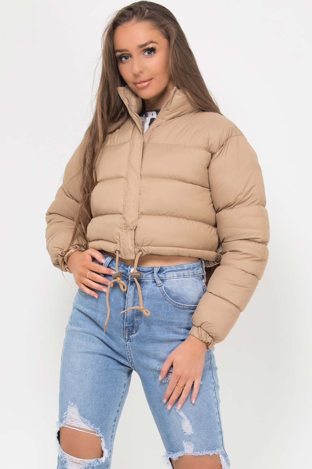 stone padded puffer cropped jacket