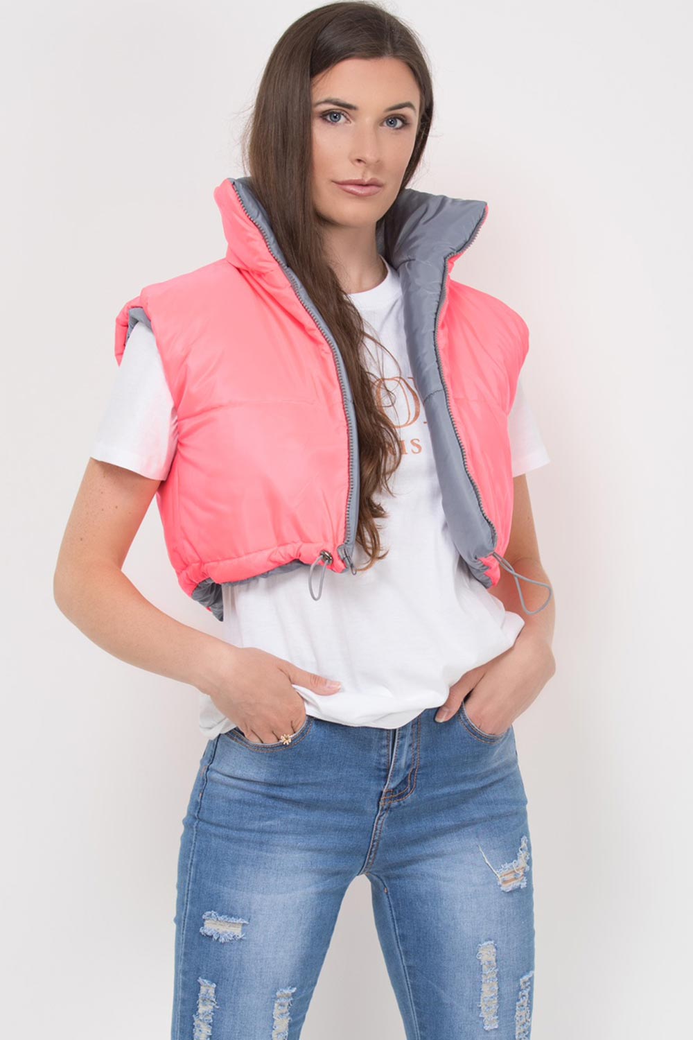 crop reversible gilet