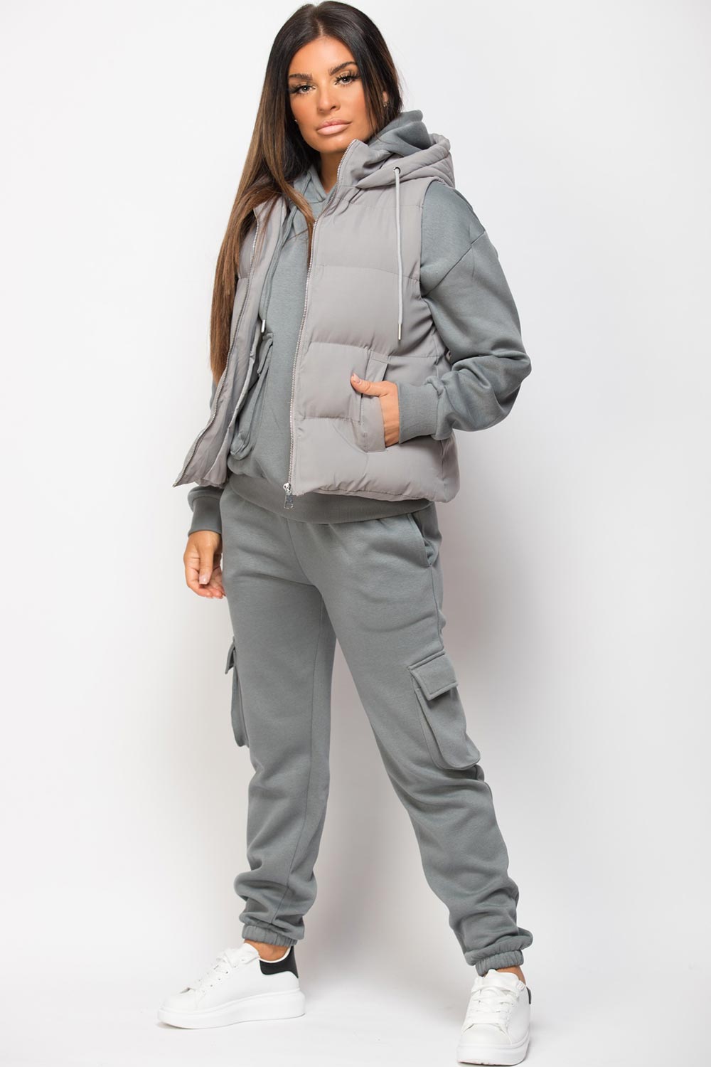 padded short gilet grey