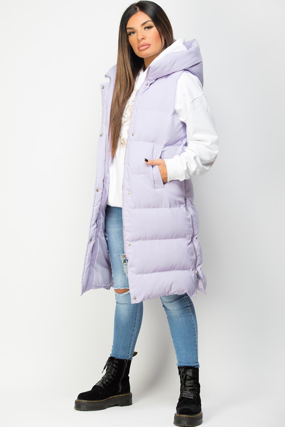 padded puffer hooded gilet body warmer