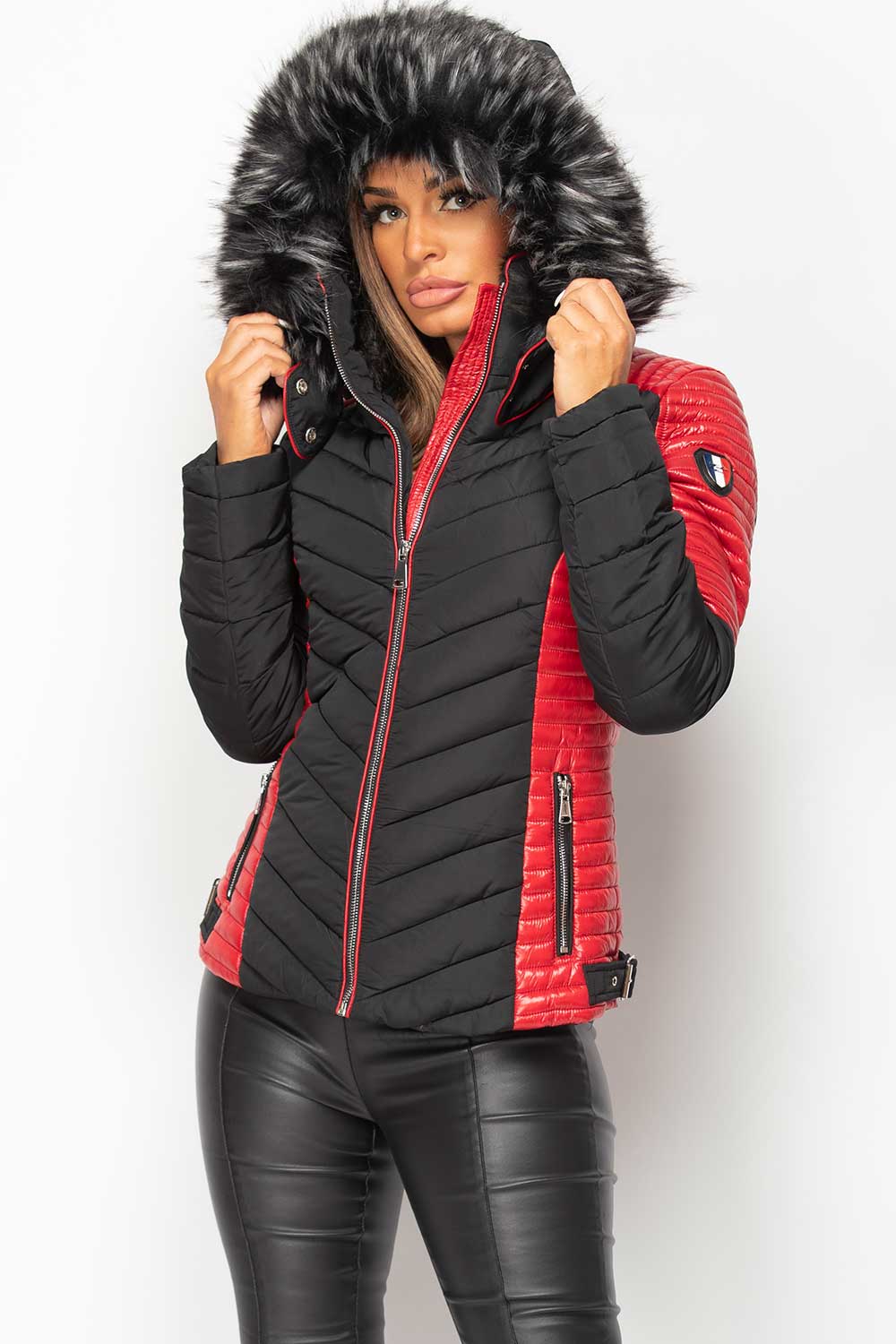 faux fur hood puffer coat