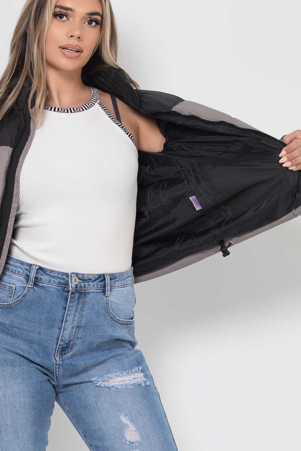 puffer jacket grey womens