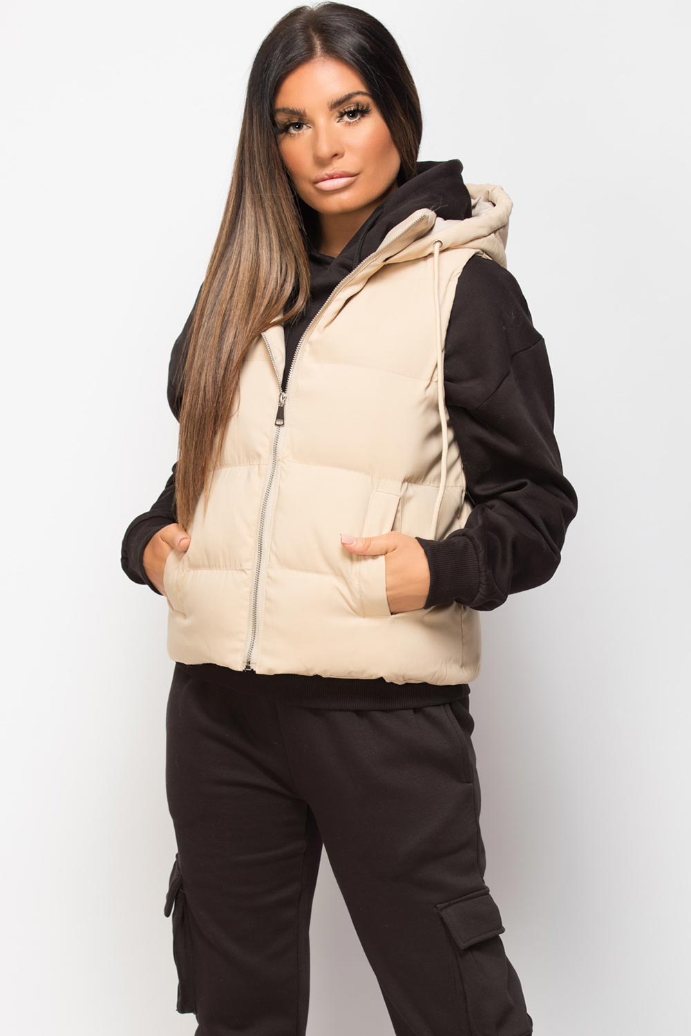 womens gilet stone sleeveless jacket