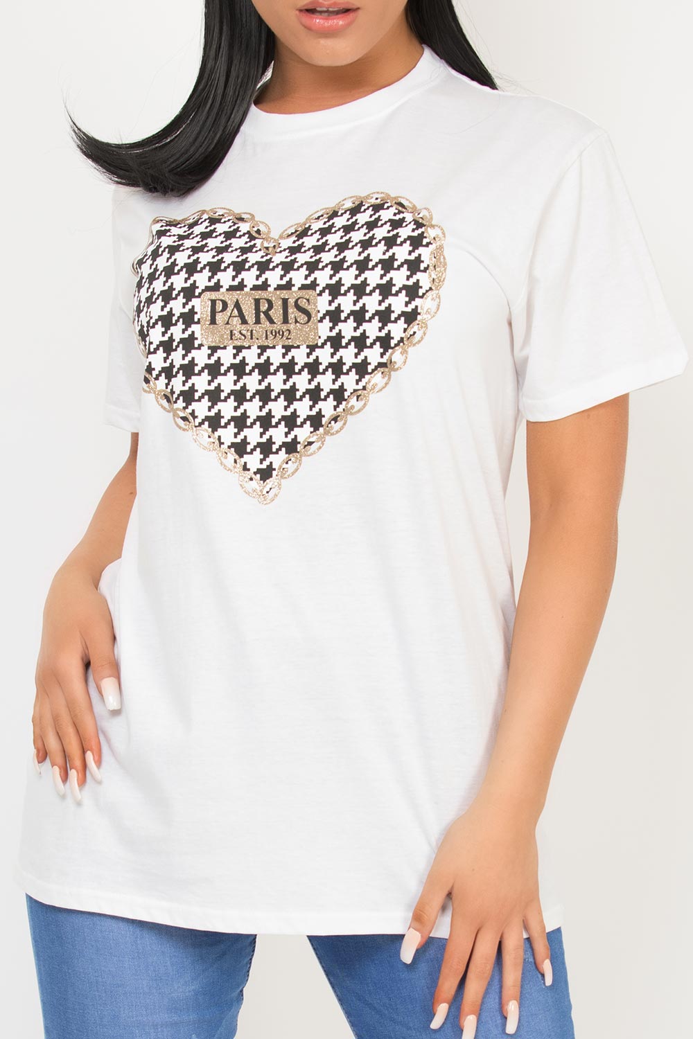 paris slogan oversized t shirt white
