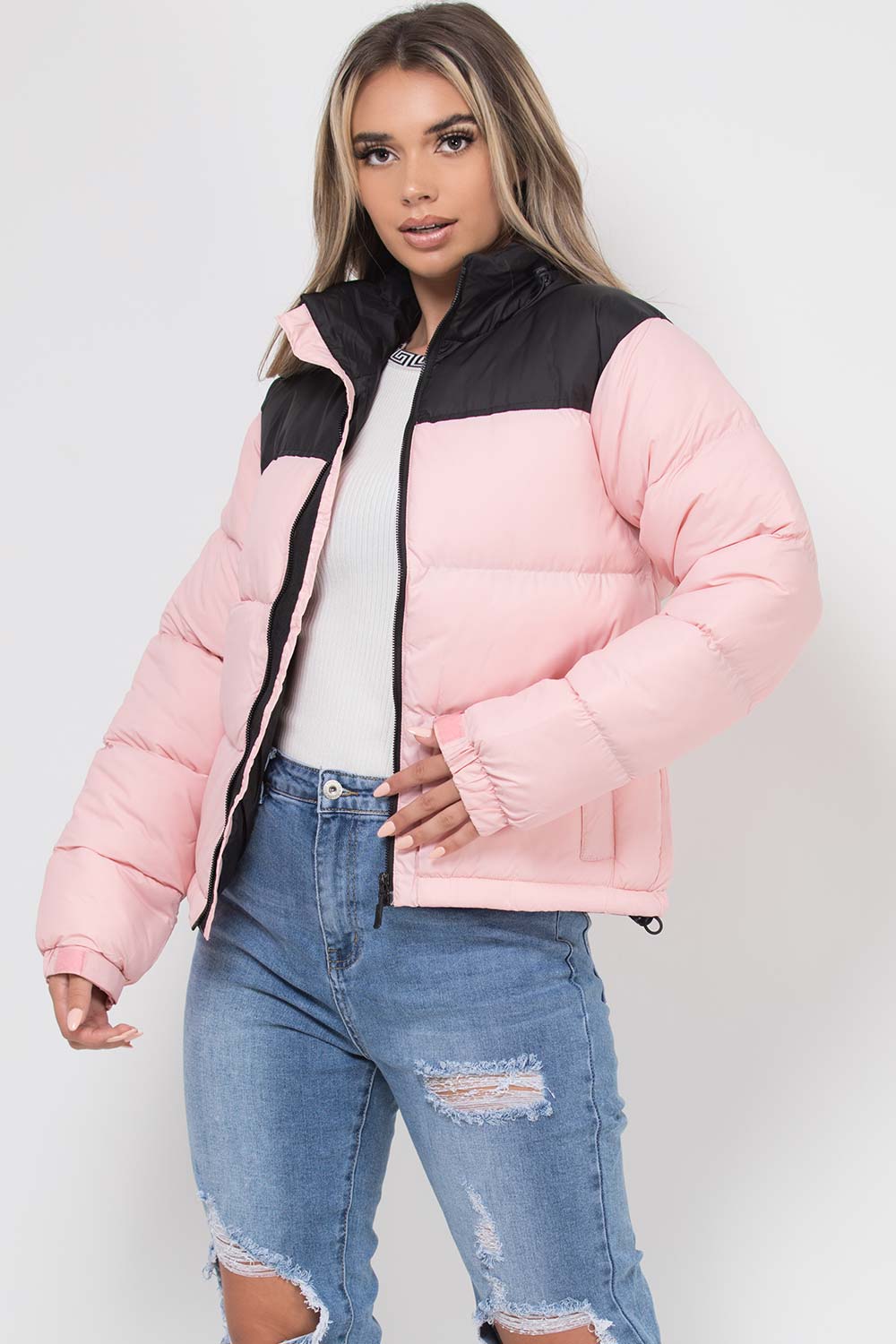 north face nuptse inspired jacket pink