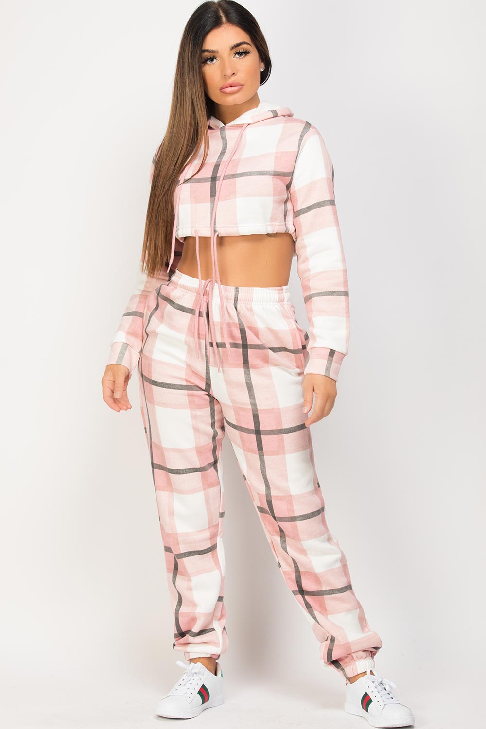 pink check loungewear set uk