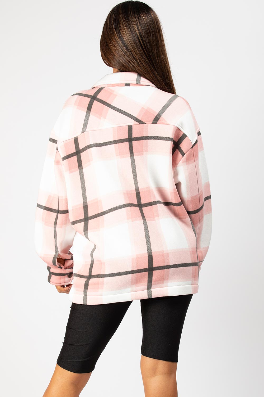 check oversized shacket pink