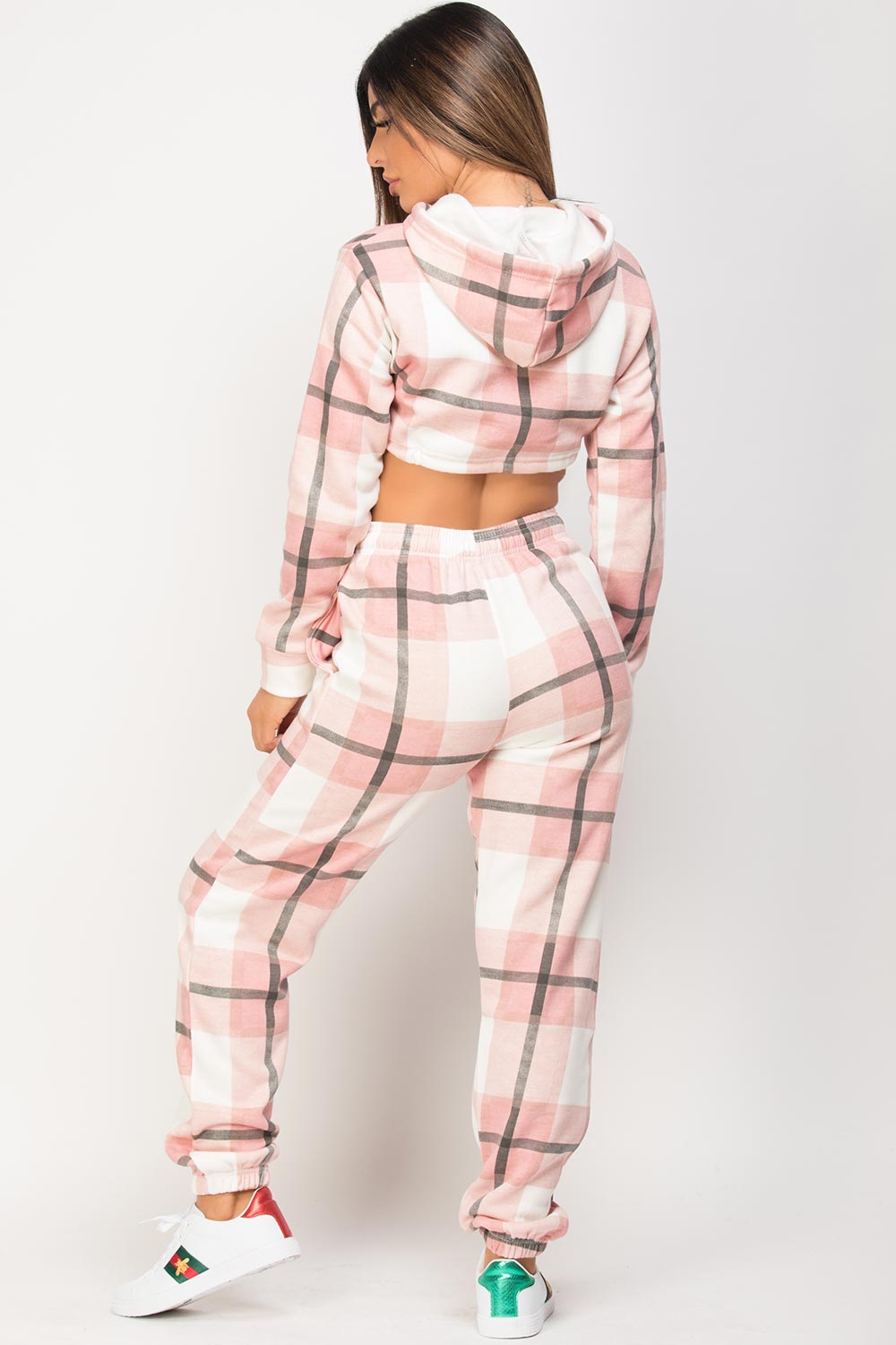 checkered lounge set pink