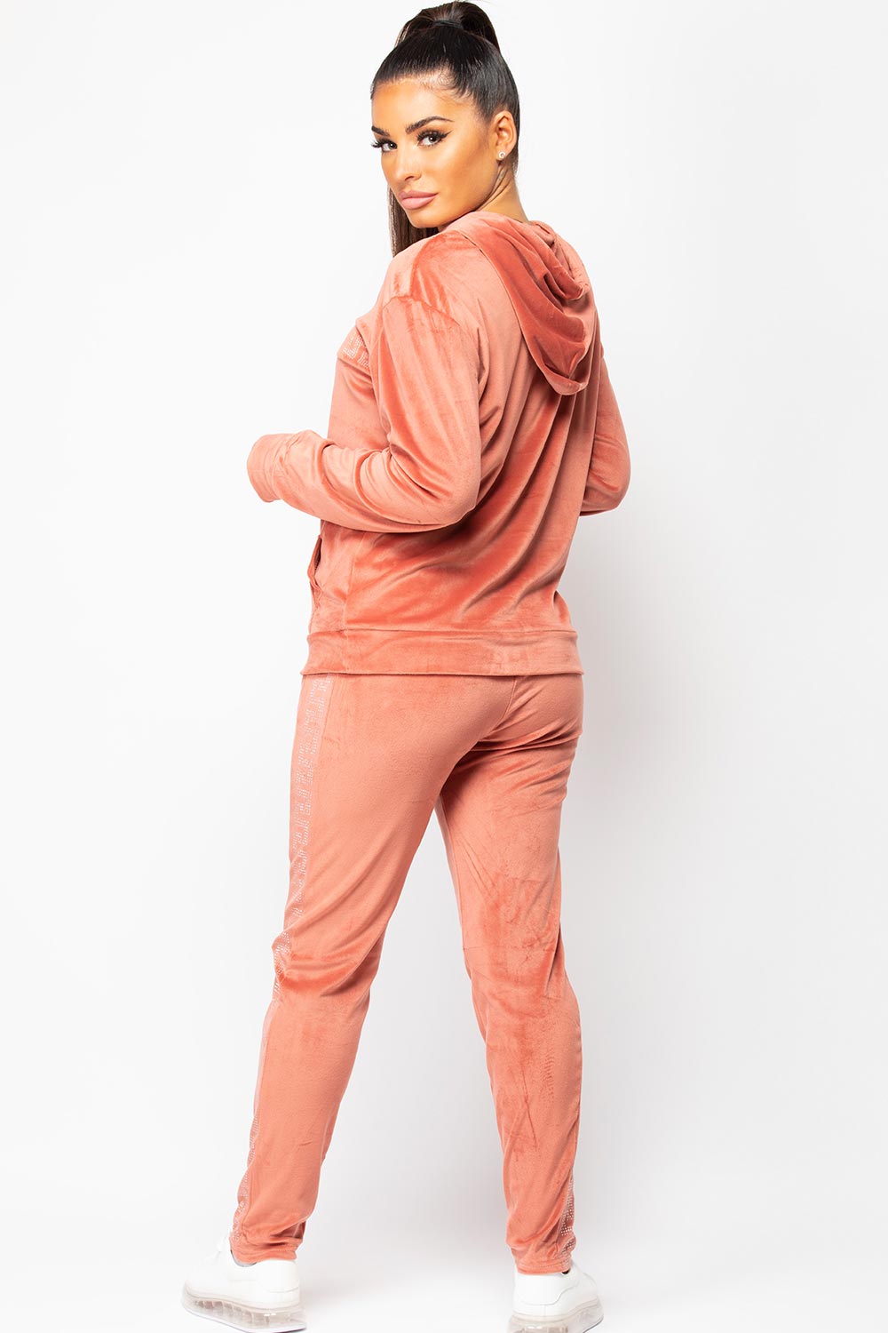 hooded velour tracksuit womens