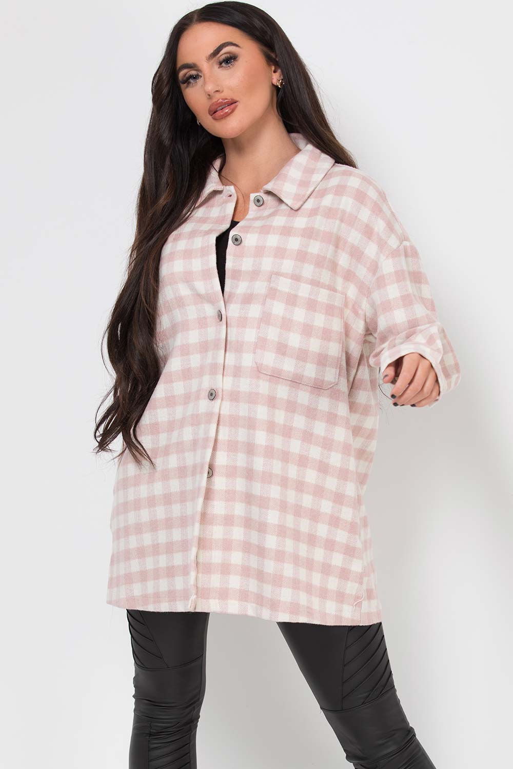 womens gingham check shacket
