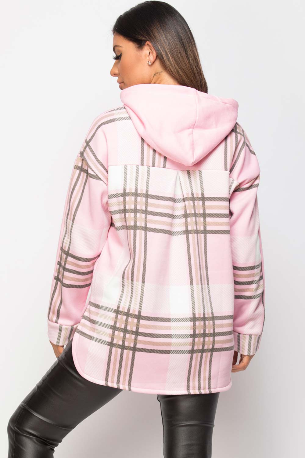 pink check hoodie 2 in 1