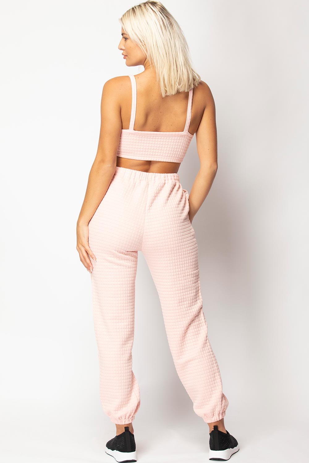 pink quilted lounge set uk