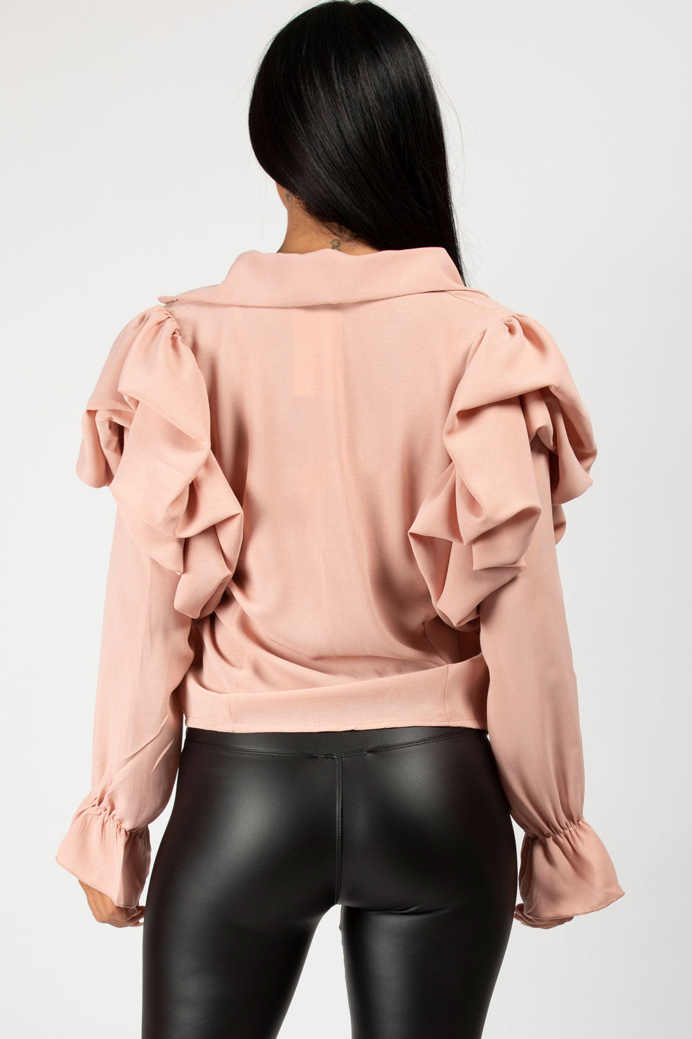 pink balloon puff sleeve blouse