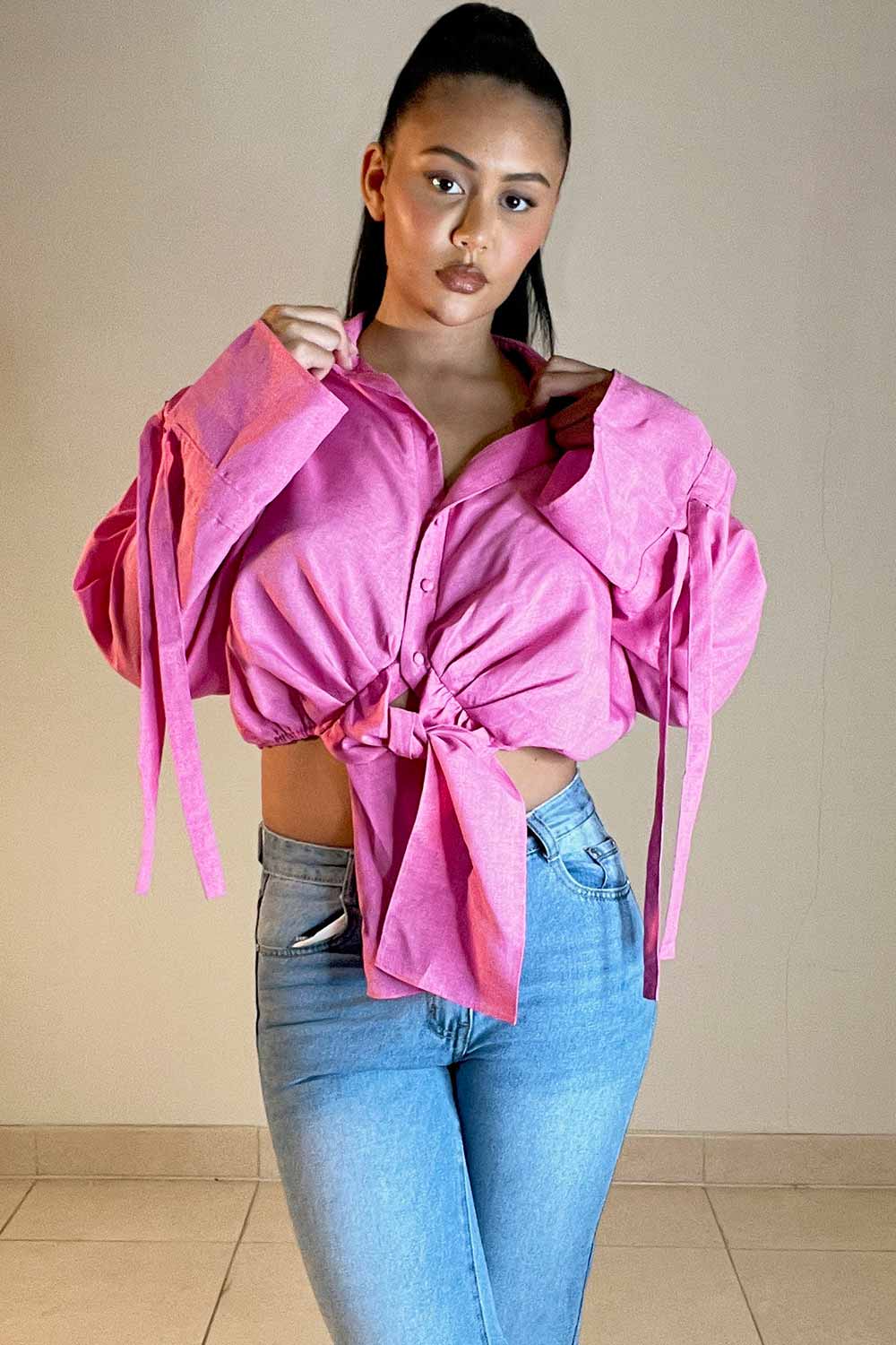 womens tie front long sleeve cheese cloth shirt