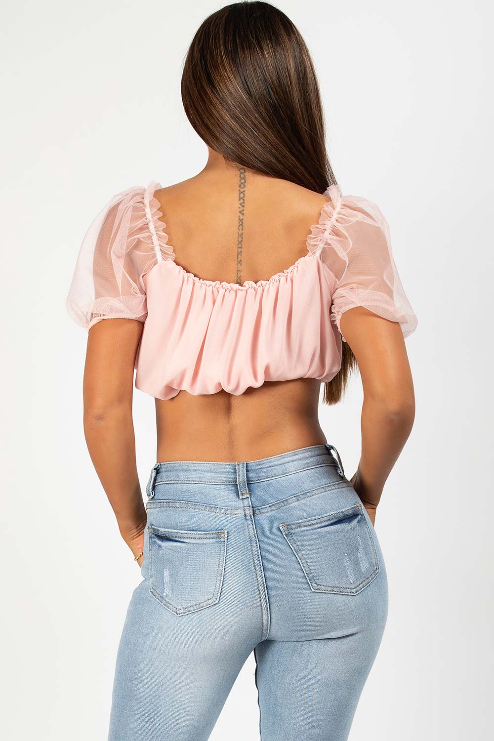 pink crop top