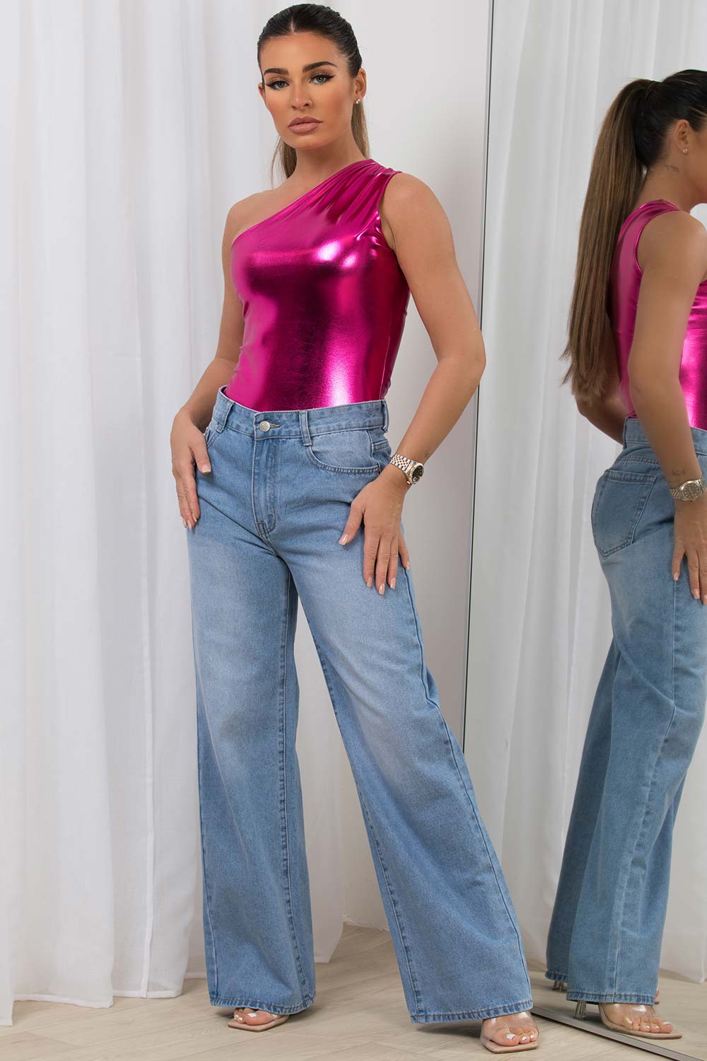 metallic bodysuit going out top