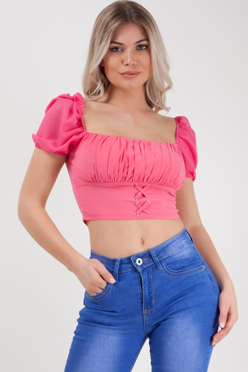 pink crop top