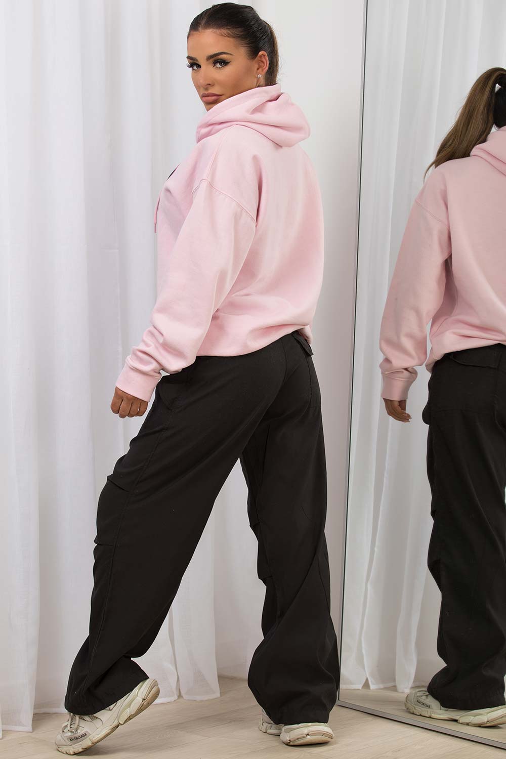 all you need is love slogan oversized hoodie pink