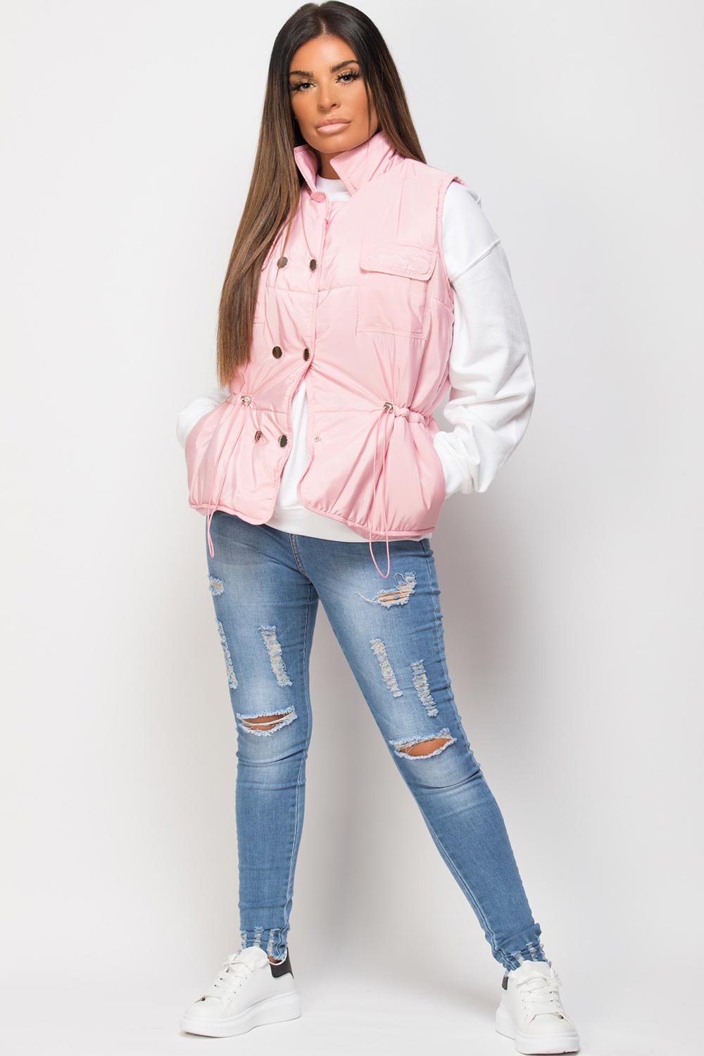 womens padded gilet pink 