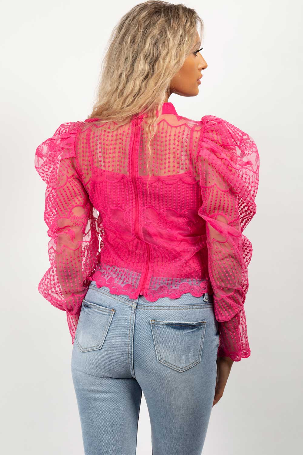 puff sleeve blouse pink