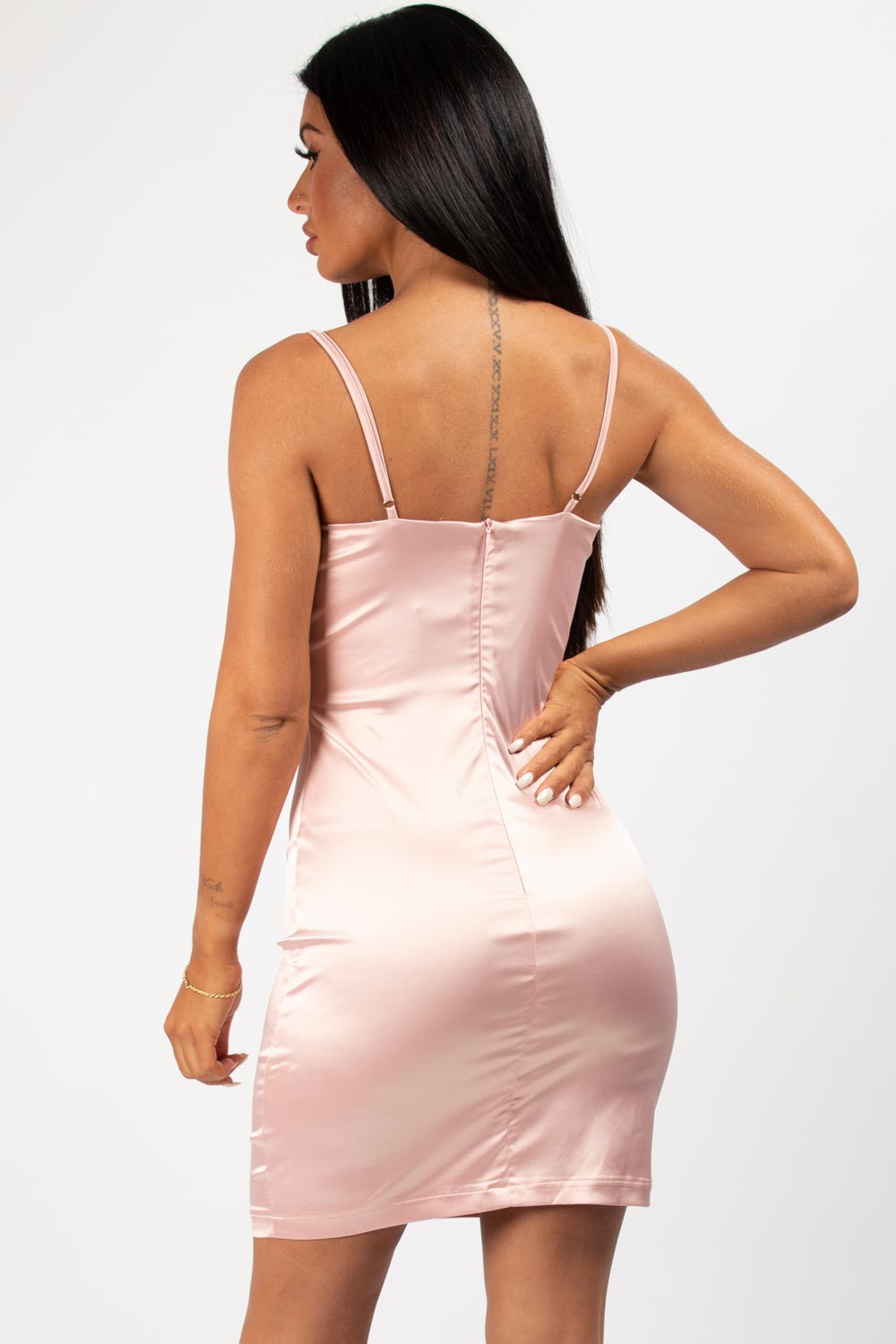 satin mini dress pink