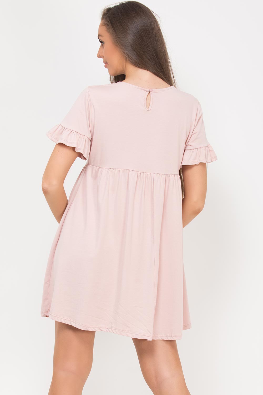 flute sleeve skater dress pink