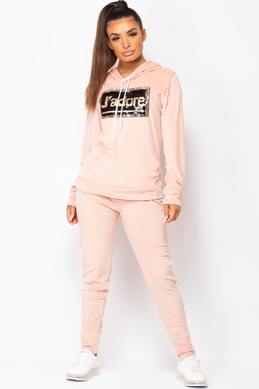 pink velour tracksuit set