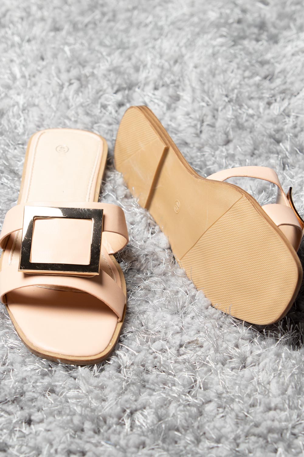 pink gold buckle sliders