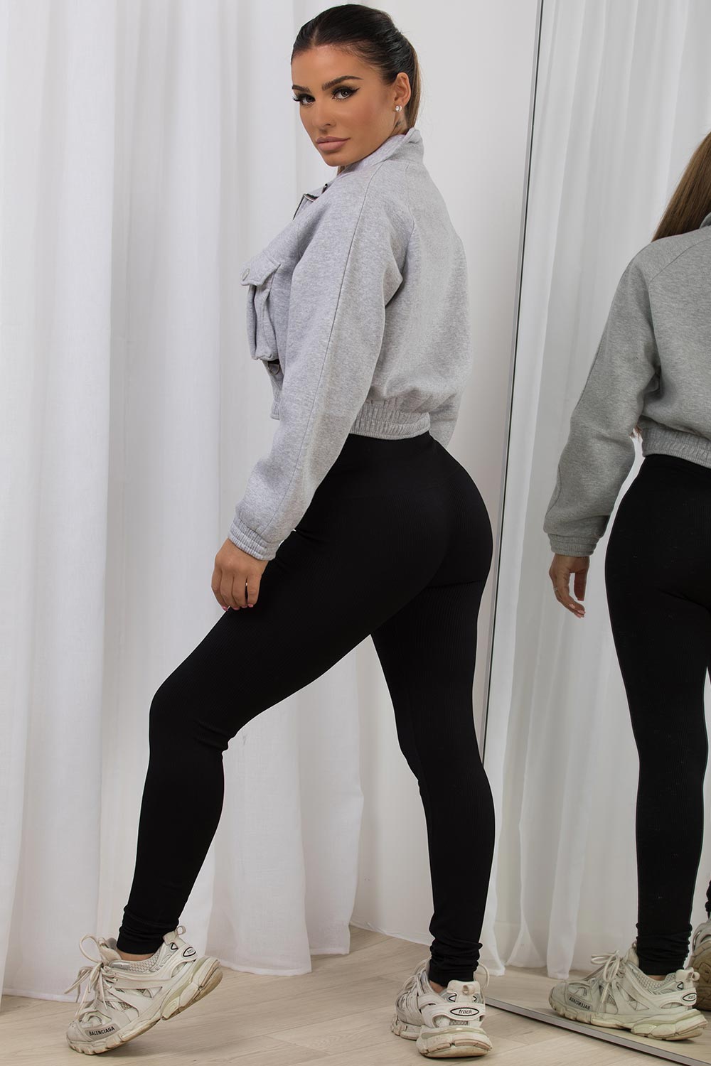 crop fleece jacket womens