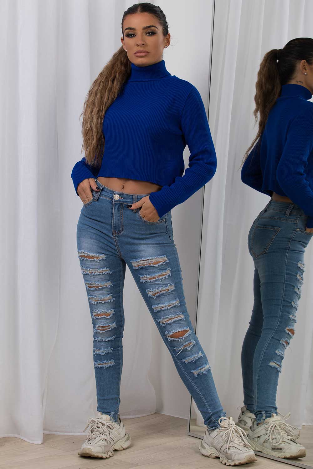 womens high neck knitted jumper