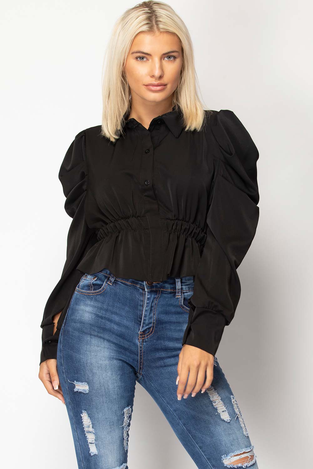 black puff sleeve top styledup fashion