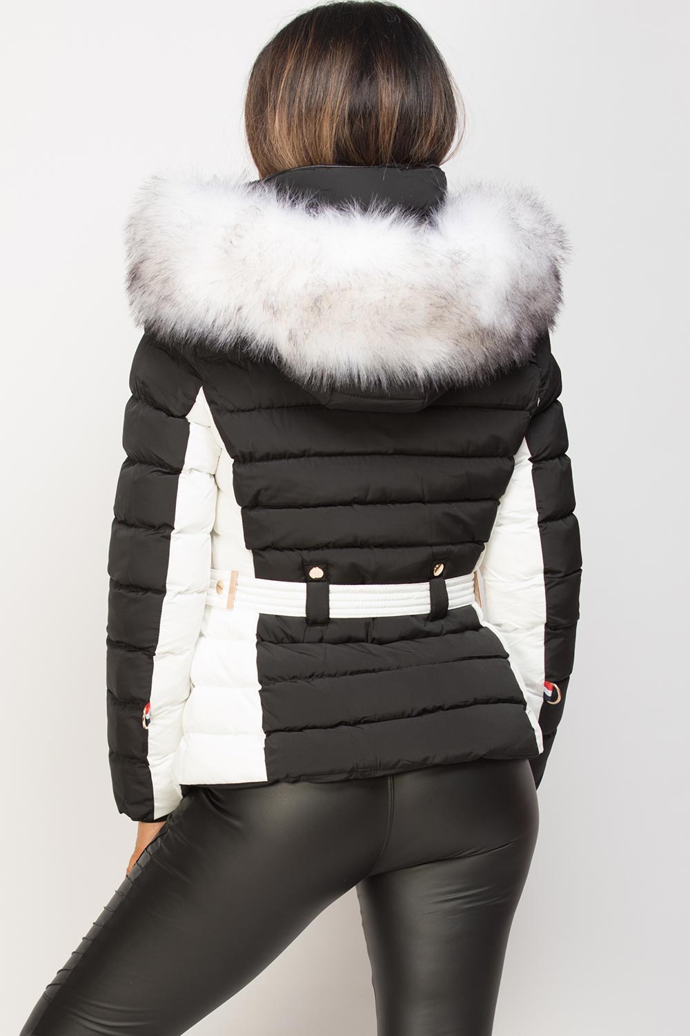 black and white puffer jacket womens