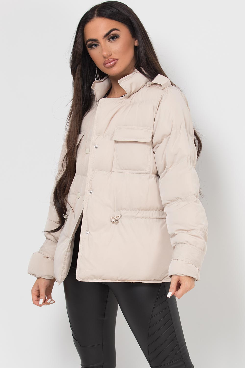 padded puffer jacket beige