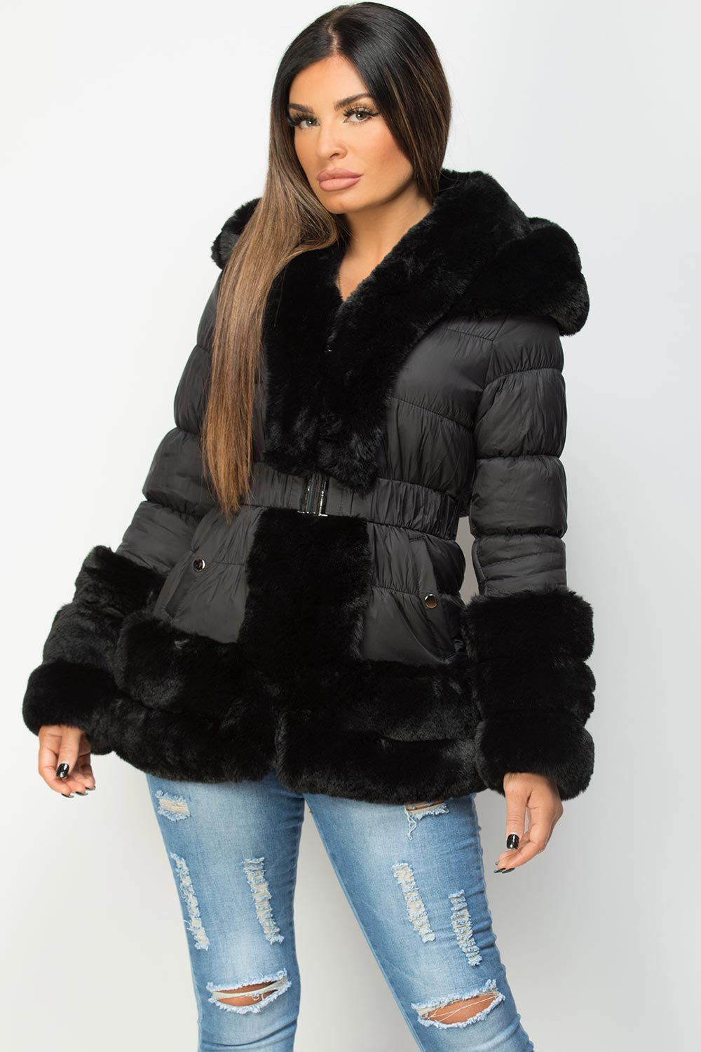 fur trim puffer jacket
