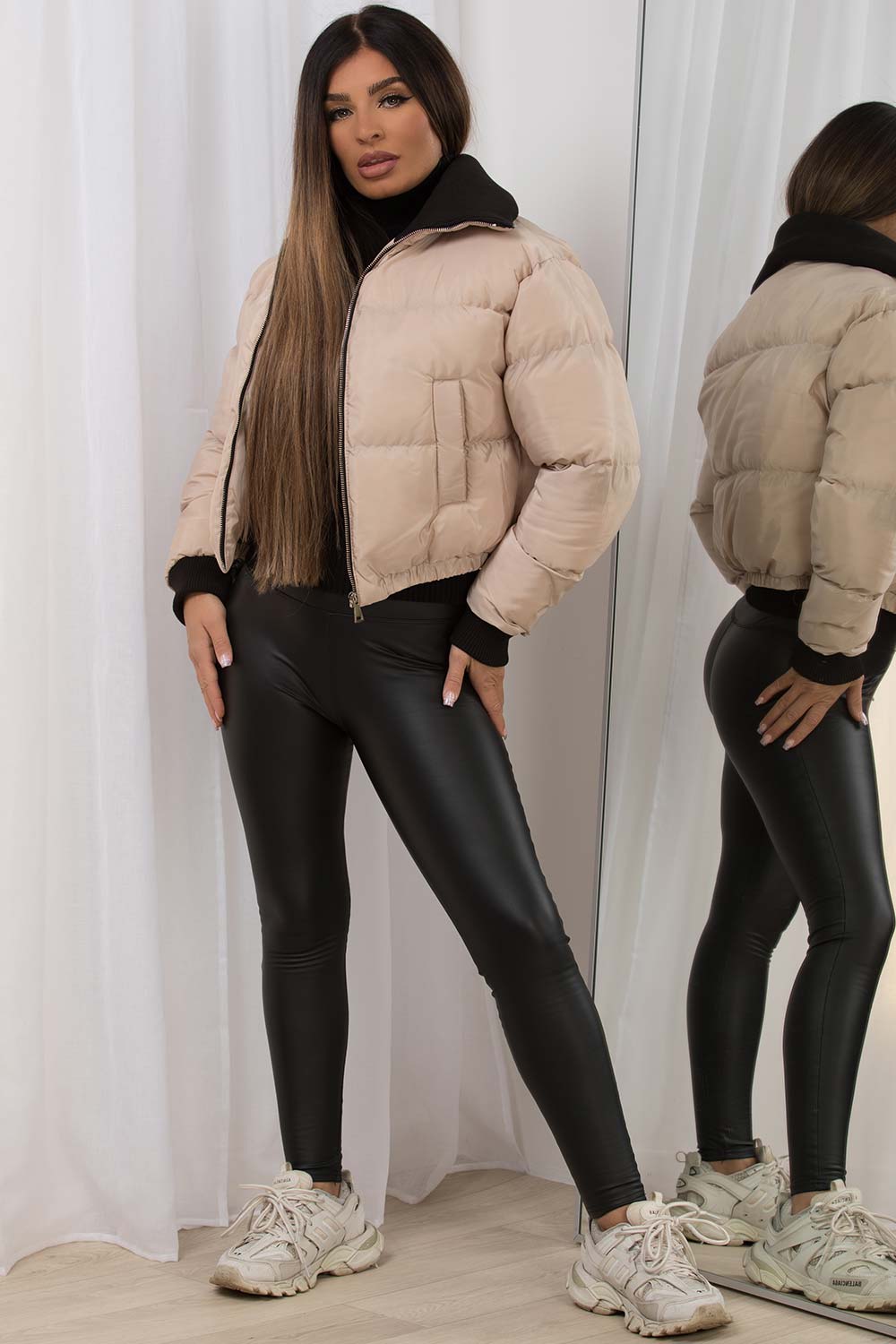 crop puffer jacket womens
