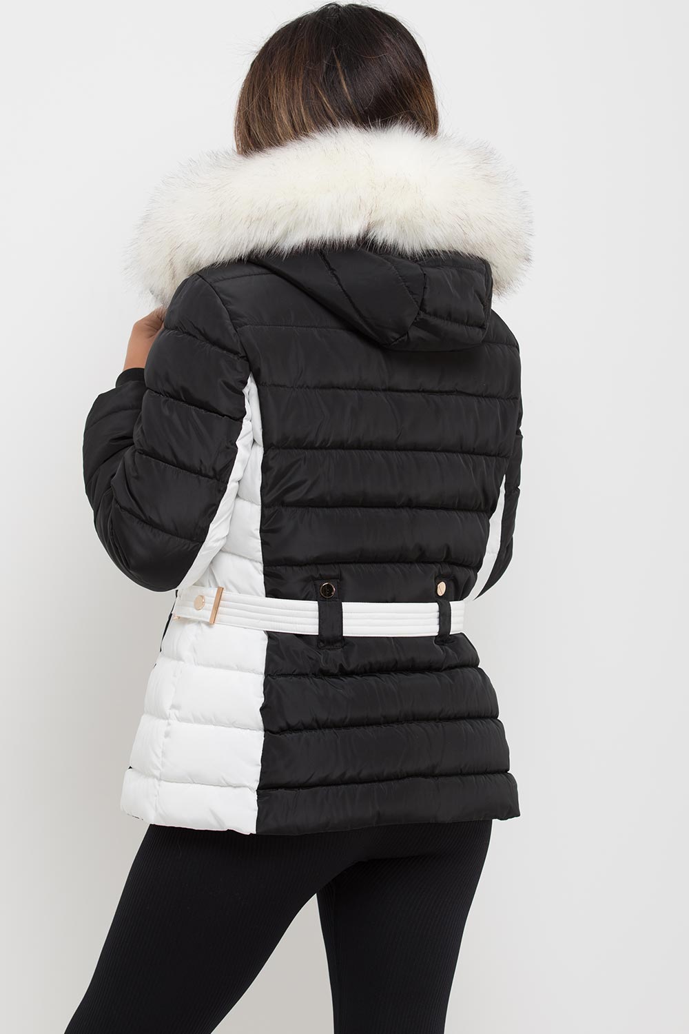 puffer jacket with fur hood womens