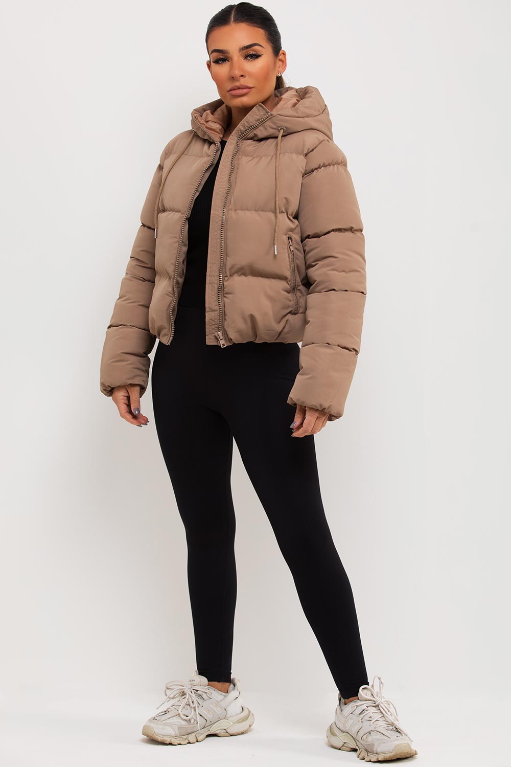 zara puffer jacket with hood womens