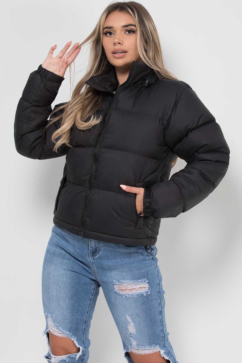 girls black puffer jacket back to school