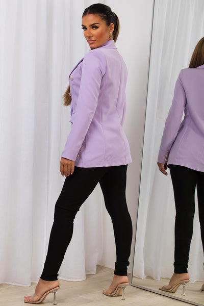 Double Breasted Blazer with Gold Buttons - Purple Sport Coat main image 0