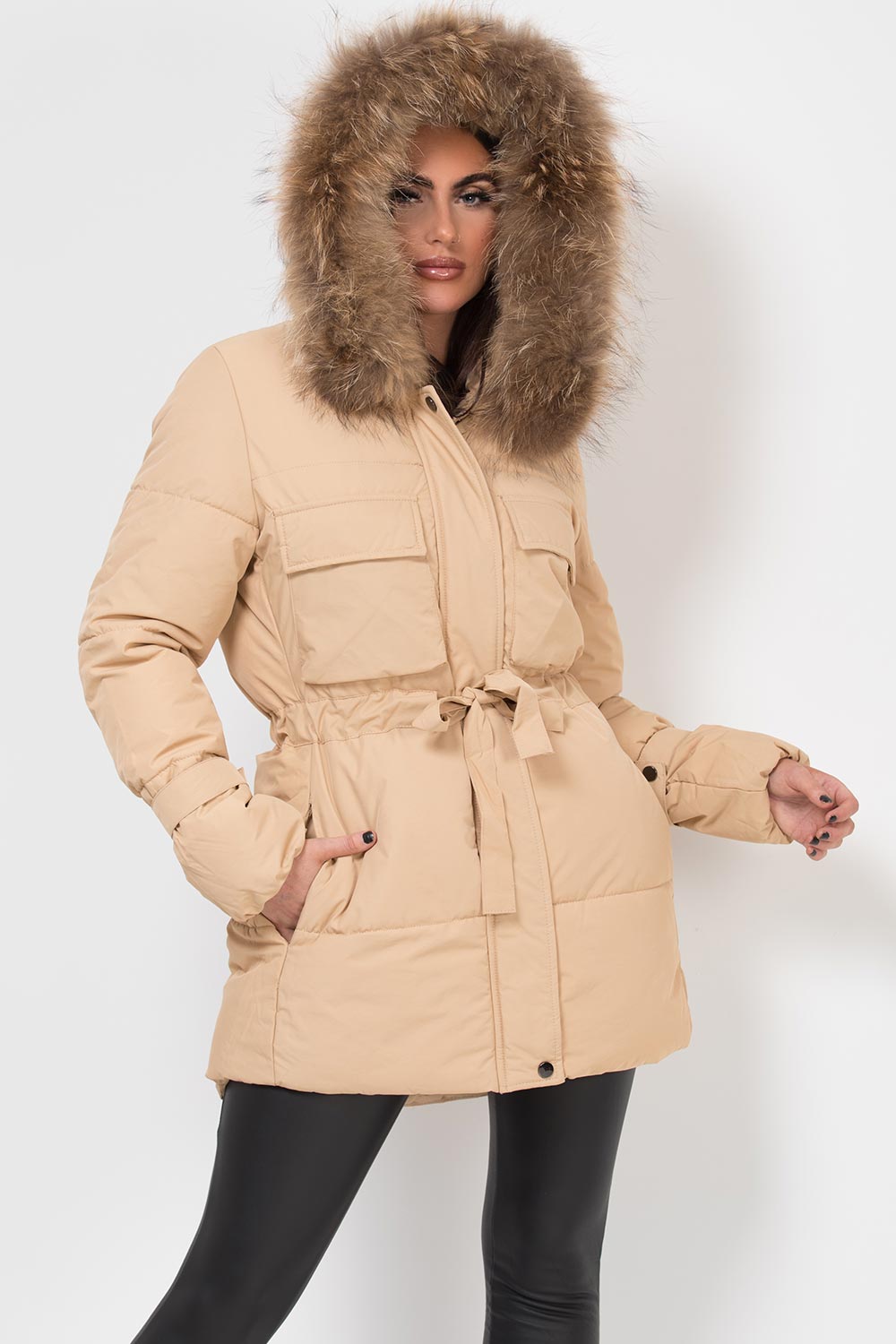 raccoon fur hood coat uk